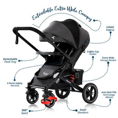 Teknum Reversible Moon Walk Stroller Black